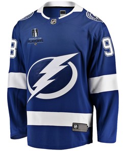 Mikhail Sergachev 98 Tampa Bay Lightning Stanley Cup 2023 Playoffs Patch Home Breakaway Men Jersey - Blue - Robokeg