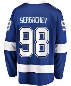 Mikhail Sergachev 98 Tampa Bay Lightning Stanley Cup 2023 Playoffs Patch Home Breakaway Men Jersey - Blue - Robokeg