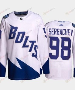 Mikhail Sergachev Lightning 2022 Stadium Series White Primegreen Jersey, Men Jersey - Robokeg