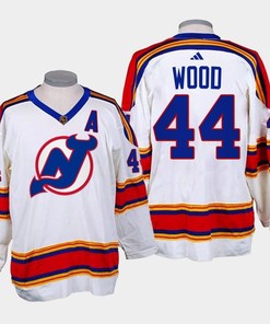 Miles Wood 44 New Jersey Devils 2022-23 Reverse Retro 2.0 White Jersey - Robokeg