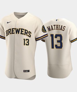 Milwaukee Brewers 13 Mark Mathias Home Team Cream Jersey - Robokeg