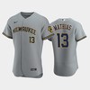 Milwaukee Brewers 13 Mark Mathias Road Team Gray Jersey - Robokeg
