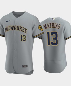 Milwaukee Brewers 13 Mark Mathias Road Team Gray Jersey - Robokeg