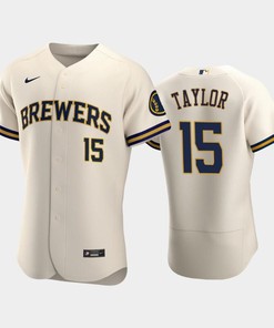 Milwaukee Brewers 15 Tyrone Taylor Home Team Cream Jersey - Robokeg