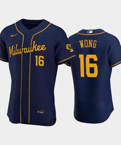 Milwaukee Brewers 16 Kolten Wong Alternate Team Navy Jersey - Robokeg