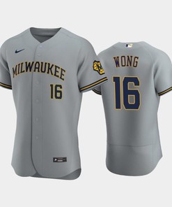 Milwaukee Brewers 16 Kolten Wong Road Team Gray Jersey - Robokeg
