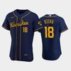 Milwaukee Brewers 18 Keston Hiura Alternate Team Navy Jersey - Robokeg