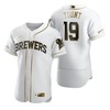 Milwaukee Brewers #19 Robin Yount Mlb Golden Brandedition White Jersey Gift For Brewers Fans - Robokeg