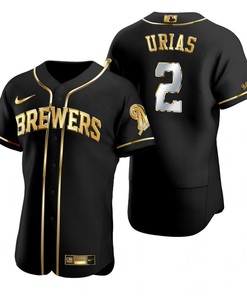 Milwaukee Brewers #2 Luis Urias Mlb Golden Brandedition Black Jersey Gift For Brewers Fans - Robokeg