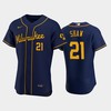 Milwaukee Brewers 21 Travis Shaw Alternate Team Navy Jersey - Robokeg