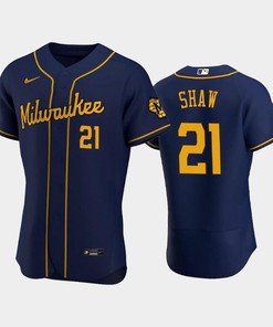 Milwaukee Brewers 21 Travis Shaw Alternate Team Navy Jersey - Robokeg