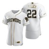 Milwaukee Brewers #22 Christian Yelich Mlb Golden Brandedition White Jersey Gift For Brewers Fans - Robokeg
