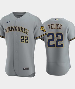 Milwaukee Brewers 22 Christian Yelich Road Team Gray Jersey - Robokeg