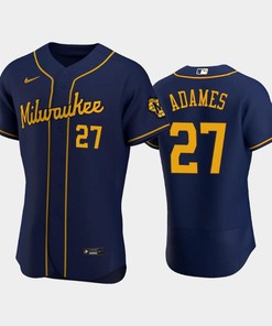 Milwaukee Brewers 27 Willy Adames Alternate Team Navy Jersey - Robokeg
