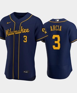 Milwaukee Brewers 3 Orlando Arcia Alternate Team Navy Jersey - Robokeg