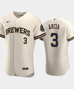 Milwaukee Brewers 3 Orlando Arcia Home Team Cream Jersey - Robokeg