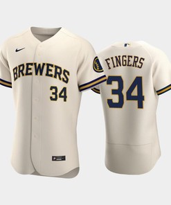 Milwaukee Brewers 34 Rollie Fingers Home Team Cream Jersey - Robokeg