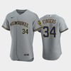 Milwaukee Brewers 34 Rollie Fingers Road Team Gray Jersey - Robokeg
