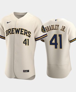 Milwaukee Brewers 41 Jackie Bradley Jr. Home Team Cream Jersey - Robokeg
