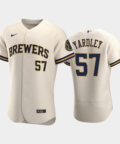 Milwaukee Brewers 57 Eric Yardley Home Team Cream Jersey - Robokeg