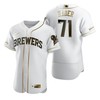 Milwaukee Brewers #71 Josh Hader Mlb Golden Brandedition White Jersey Gift For Brewers Fans - Robokeg