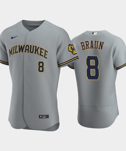 Milwaukee Brewers 8 Ryan Braun Road Team Gray Jersey - Robokeg