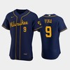 Milwaukee Brewers 9 Manny Pina Alternate Team Navy Jersey - Robokeg
