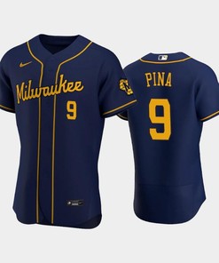 Milwaukee Brewers 9 Manny Pina Alternate Team Navy Jersey - Robokeg