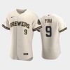 Milwaukee Brewers 9 Manny Pina Home Team Cream Jersey - Robokeg