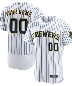 Milwaukee Brewers Alternate Authentic Custom Patch Jersey - White Custom Jerseys Mlb - Robokeg