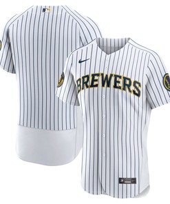 Milwaukee Brewers Alternate Authentic Team Jersey White Mlb - Robokeg