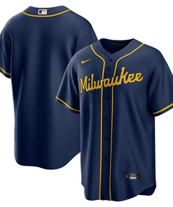 Milwaukee Brewers Alternate Replica Team Jersey - Navy Mlb - Robokeg
