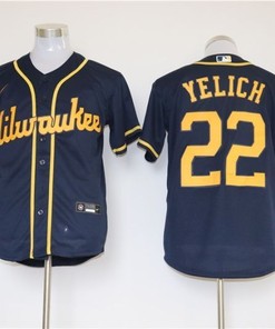 Milwaukee Brewers Christian Yelich #22 2020 Mlb Dark Blue Jersey - Robokeg