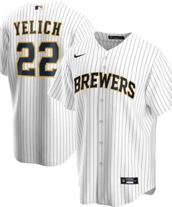 Milwaukee Brewers Christian Yelich #22 2020 Mlb White Jersey A10 - Robokeg