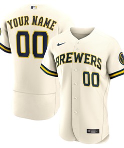 Milwaukee Brewers Home Authentic Custom Patch Jersey Cream Custom Jerseys Mlb - Robokeg