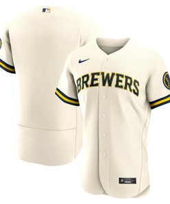 Milwaukee Brewers Home Authentic Team Logo Jersey Cream Mlb - Robokeg
