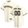 Milwaukee Brewers Home Replica Custom Jersey - Cream Custom Jerseys Mlb - Robokeg