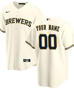 Milwaukee Brewers Home Replica Custom Jersey Cream Custom Jerseys Mlb - Robokeg