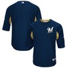 Milwaukee Brewers Majestic Authentic Collection On-field 3/4-sleeve Batting Practice Jersey - Navy/gold Mlb - Robokeg