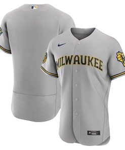 Milwaukee Brewers Road Authentic Team Jersey - Gray Mlb - Robokeg