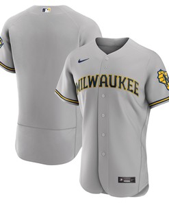 Milwaukee Brewers Road Authentic Team Logo Jersey - Gray Mlb - Robokeg