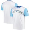 Milwaukee Brewers Stitches Cooperstown Collection Wordmark V-neck Jersey - White Mlb - Robokeg