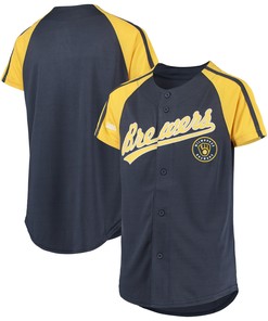 Milwaukee Brewers Stitches Team Logo Jersey - Navy Mlb - Robokeg