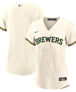 Milwaukee Brewers Womens Home Blank Replica Jersey - Cream Mlb - Robokeg