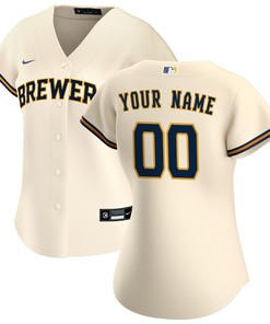 Milwaukee Brewers Womens Home Replica Custom Jersey - Cream Custom Jerseys Mlb - Robokeg