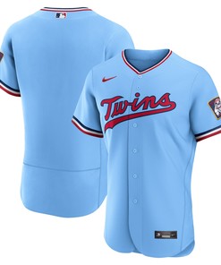 Minnesota Twins Alternate Authentic Team Logo Jersey - Light Blue Mlb - Robokeg