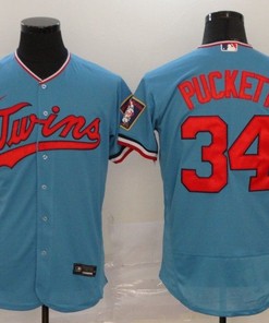 Minnesota Twins Kirby Puckett #34 2020 Mlb Teal Blue Jersey - Robokeg