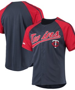 Minnesota Twins Stitches Button-down Raglan Replica Jersey - Navy Mlb - Robokeg