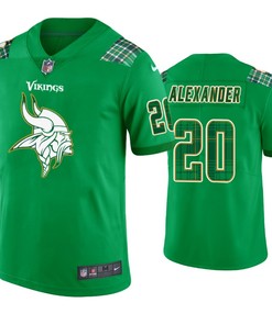 Minnesota Vikings #20 Mackensie Alexander Jersey St. Patricks Day Kelly Green Lucky - Men - Robokeg