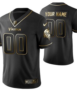 Minnesota Vikings 2021 Nfl Golden Brandedition Black Jersey Gift With Custom Name Number For Vikings Fans - Robokeg